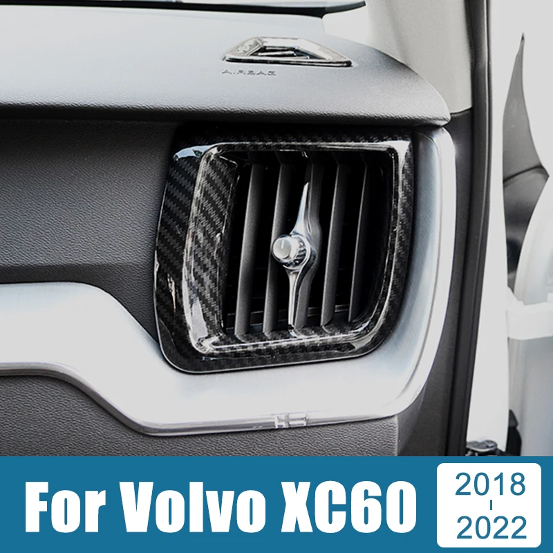 

For Volvo XC60 2018 2019 2020 2021 2022 ABS Carbon Car Central Control Air Outlet Vent Frame Trim Cover Stickers Accessories