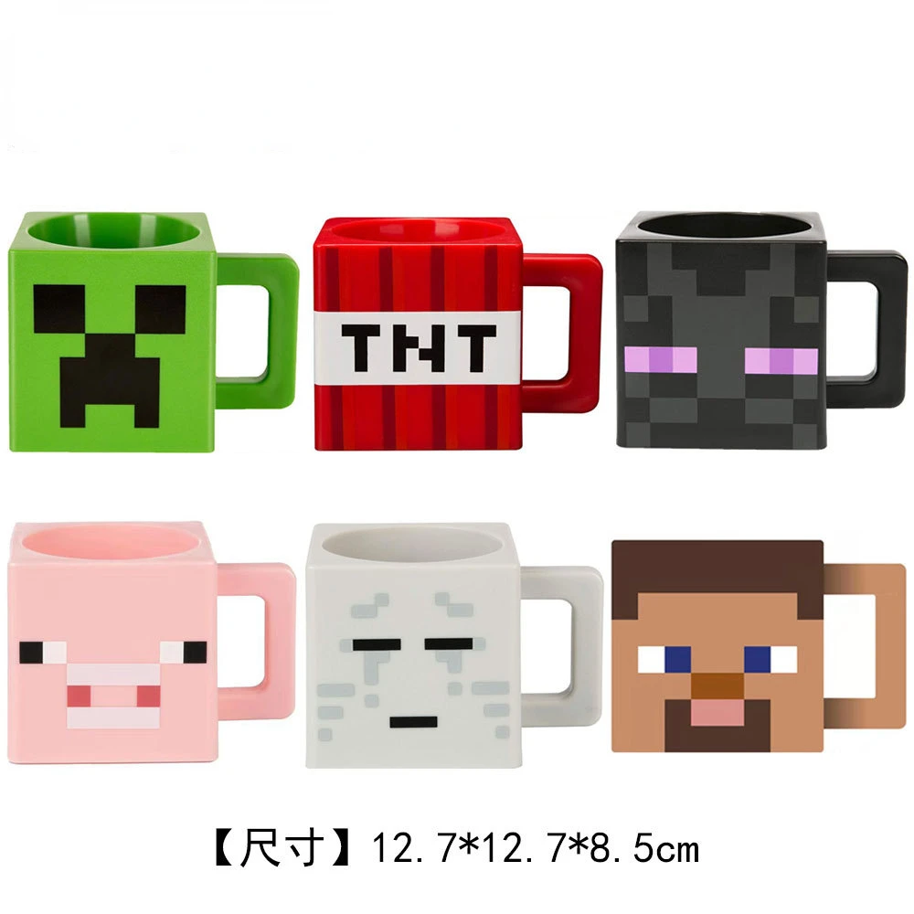 

New Mining Pixel game peripheral mug pink pig enderman TNT creeper cup children's water cup child birthday gift toy