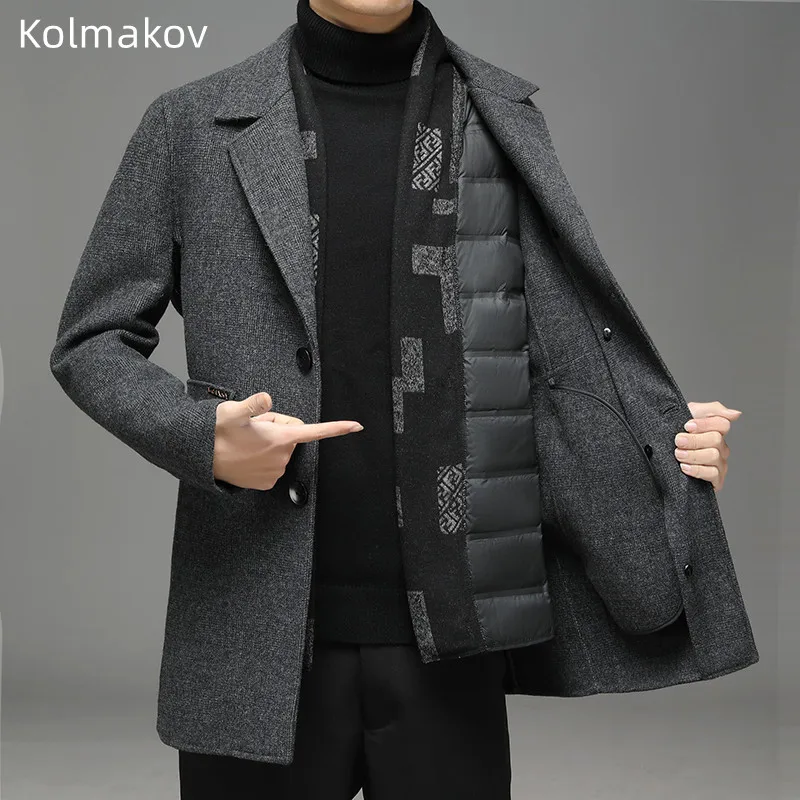 

2022 Autumn/Winter New Men's Fashion Casual Pure Color Wool Coat Men's Thickened Warm Large Size High Quality Woolen Coat M-3XL