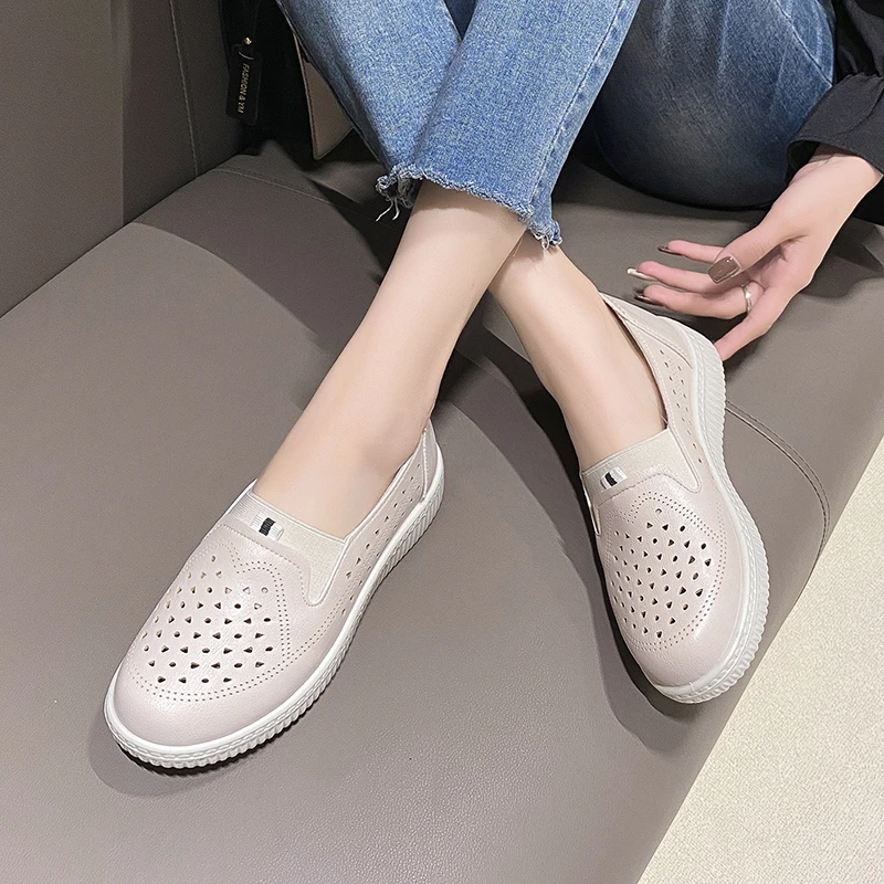 

Ladies Shoes 2023 Hot Sale Loafers Women's Flats Summer Breathable Casual Flats Women Solid Hollow Out Shoes Women ZapatosPlanos