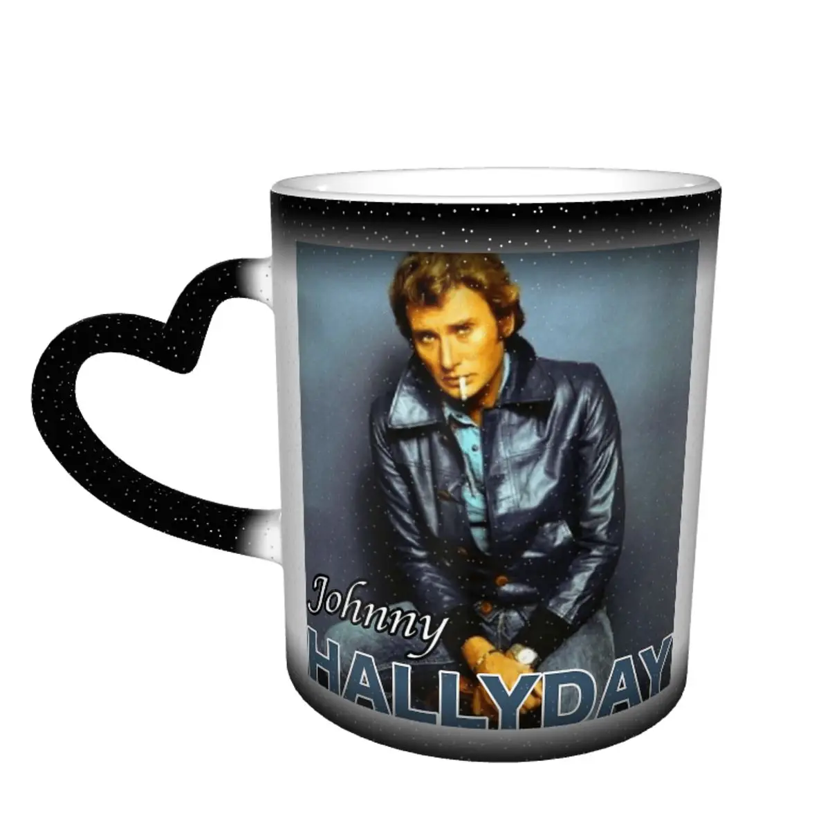 

Color Changing Mug in the Sky Johnny And Hallyday Poster Funny R337 Ceramic Heat-sensitive Cup Funny Novelty Milk cups