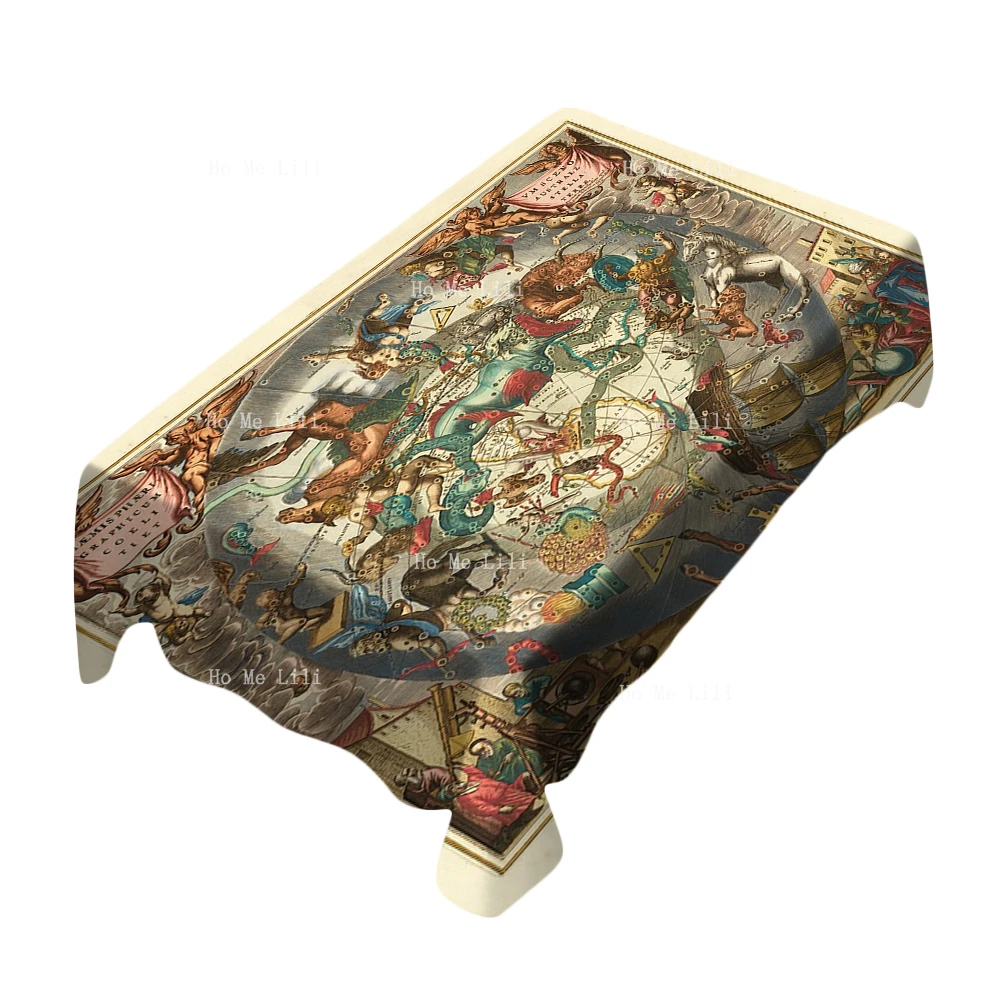 

Celestial Map Of The Southern Sky Illustrating Gemini Cancer Taurus Canis Retro Tablecloth Stain Resistant By Ho Me Lili