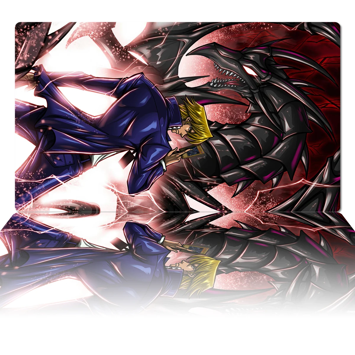 

YuGiOh Red-Eyes Black Dragon Playmat Joey Wheeler TCG CCG Board Game Trading Card Game Mat Anime Mouse Pad Desk Mat Zones & Bag