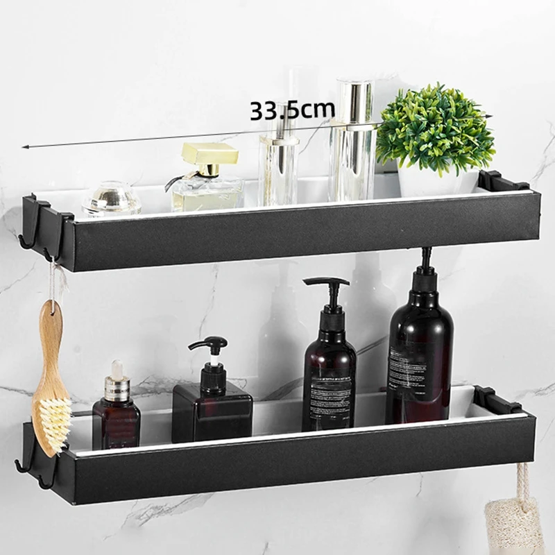 

2 Pcs Shower Caddy Shelf Organizer With Hooks Storage Rack For Bathroom Kitchen No Drilling Shampoo Holder
