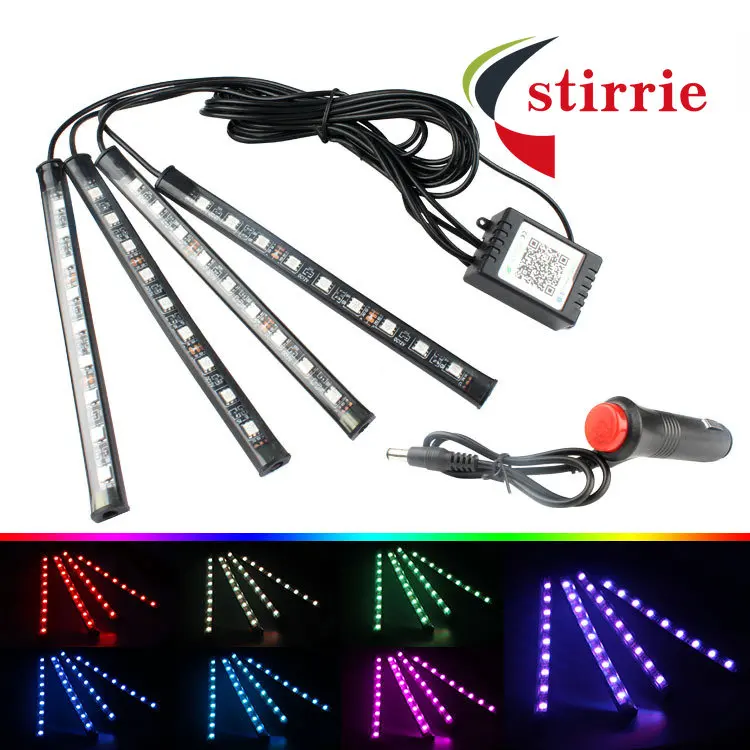 

Автомобильная атмосферная лампа app, атмосферная лампа для салона автомобиля, Bluetooth светодиодсветодиодный цветная атмосферная лампа на подо...