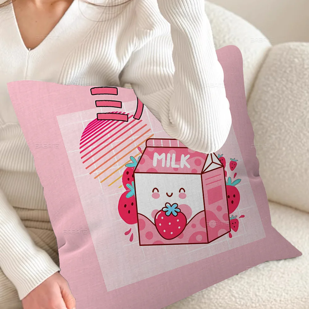 Милый банановый молочный клубничный напиток офисная подушка наволочка