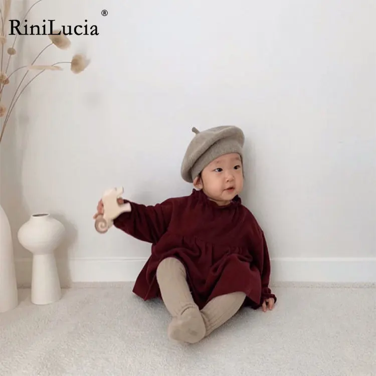 

RiniLucia Toddler Baby Girls Winter Clothes Ruffle Playsuit Thick Warm Long Sleeve Crew Neck Romper Autumn Winter Clothing
