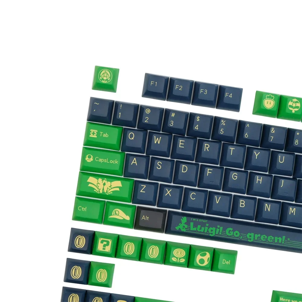 Зеленая механическая клавиатура Keycap PBT KCA Profile DYE Subbed 142 клавиши ISO Enter 2U 2.25U 2.75U 3U 6.25U
