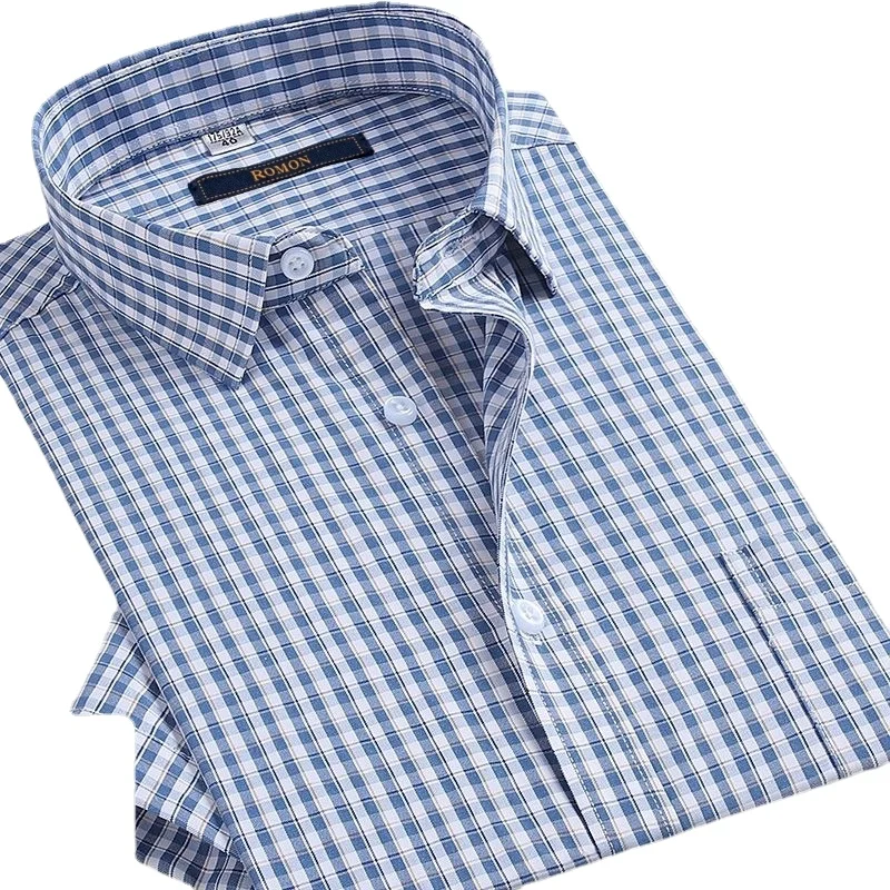 Новое поступление, модная Большая мужская рубашка Suepr с коротким рукавом, летняя тонкая деловая клетчатая рубашка из чистого хлопка, женская модель 6XL7XL 8XL 9XL