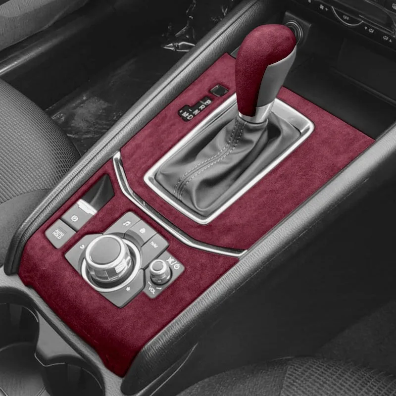 Фото Накладка на ручку переключения передач из замши для Mazda CX-5 KF 2017–2025, декоративная наклейка на центральную консоль автомобиля, меховая отделка салона №3