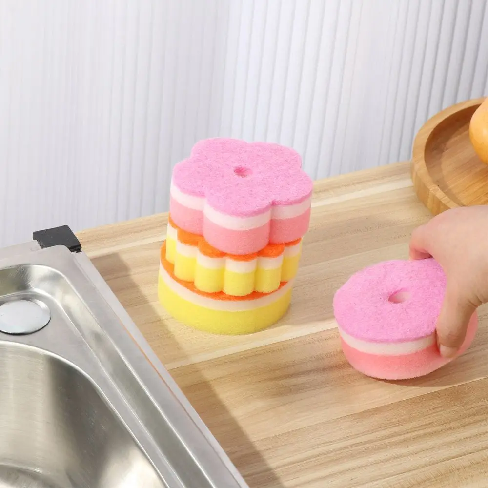 

Cleaning Tool Tableware Wash Dishes Sponge Sponge Brush Round Shape Dishwashing Sponge Scouring Pads Flower