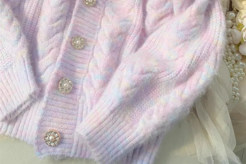 Женский вязаный кардиган Hikigawa с V-образным вырезом и длинным рукавом