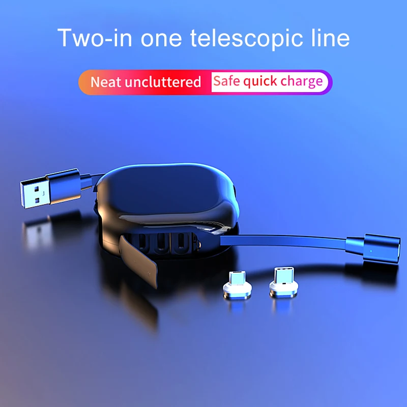 USB Type-C Fast Charging Cable Magnetic Absorption Nano Retractable Data Cable 3A Fast Charging Storage Cable for iPhone 12 Pro