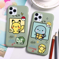 cartoon pokemon pikachu phone case for iphone 13 12 11 pro max mini xs 8 7 6 6s plus x se 2020 xr candy green silicone cover