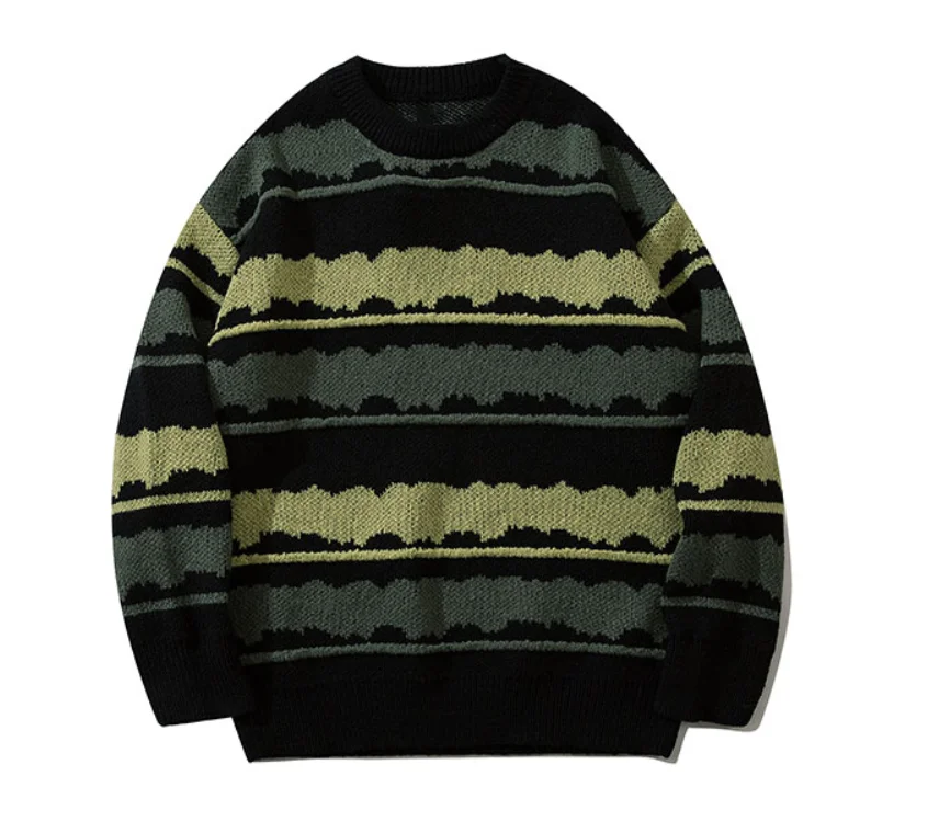

Harajuku vintage jumper striped ugly sweater streetwear pullover men oversized hip hop punk knitwear video grandpa sweater