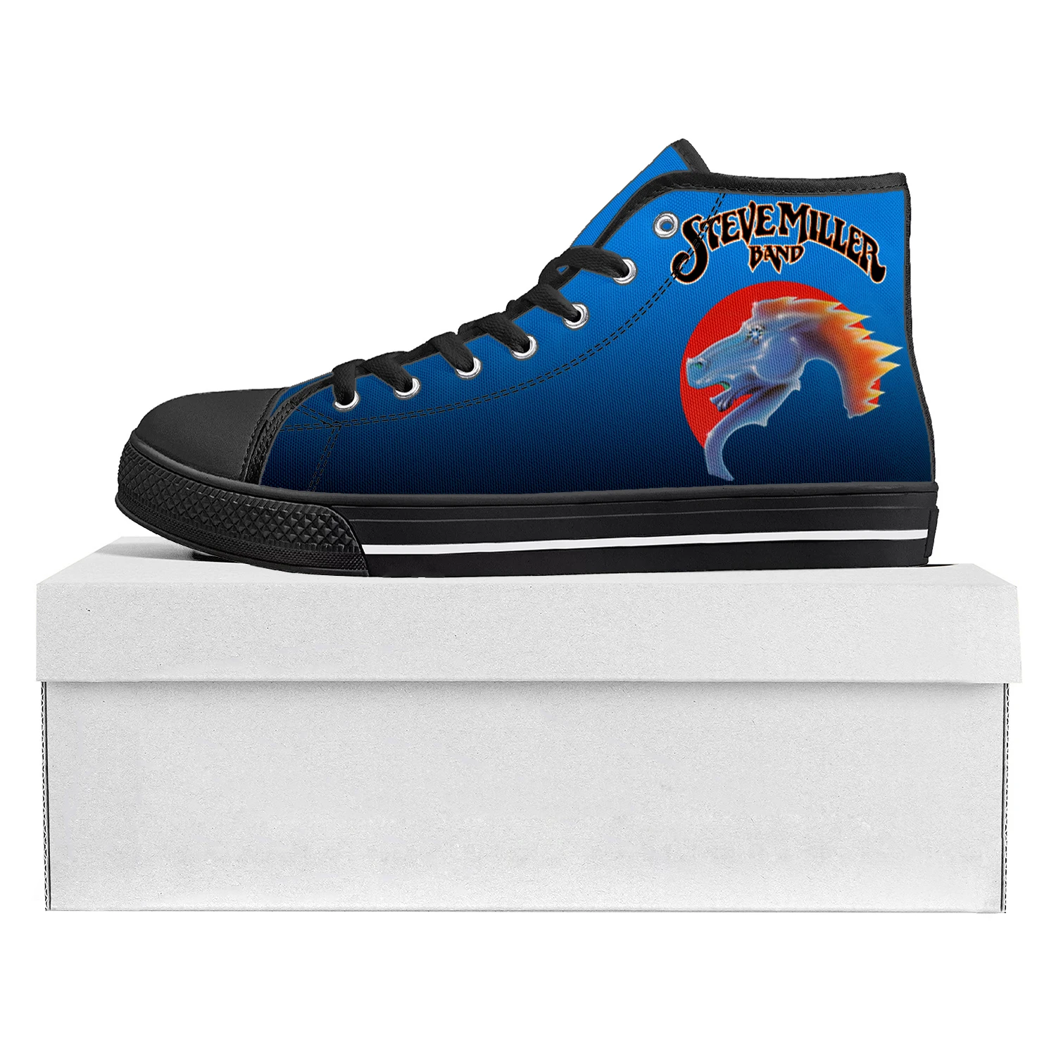Steve Miller Rock Band High Top High Quality Sneakers Mens Womens Teenager Canvas Sneaker Casual Couple Shoes Custom Shoe Black