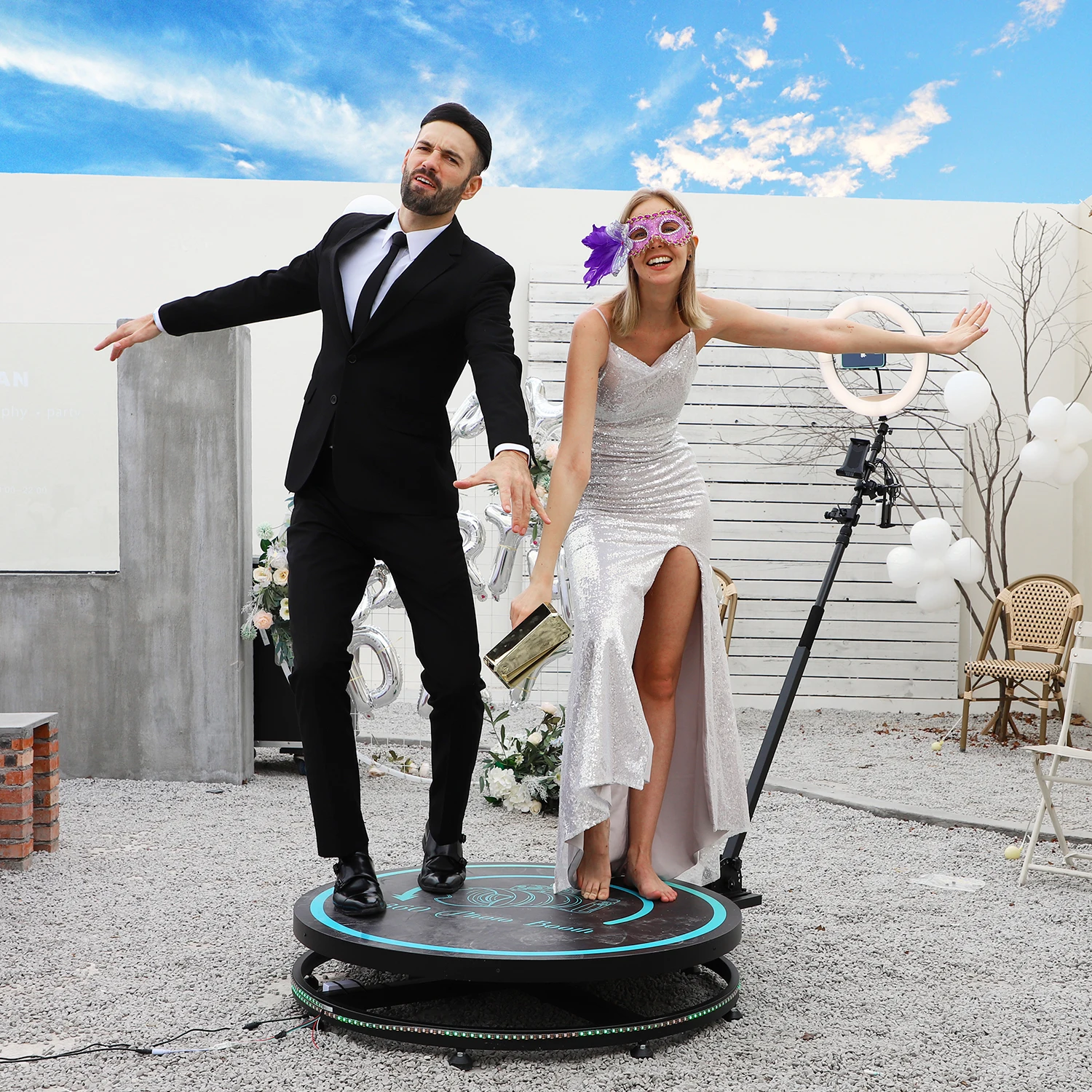 

39.4" Gift Party Slow Spinning Portable Camera 360 Degree Photo booth Photobooth Automatic Video 360 Photo Booth