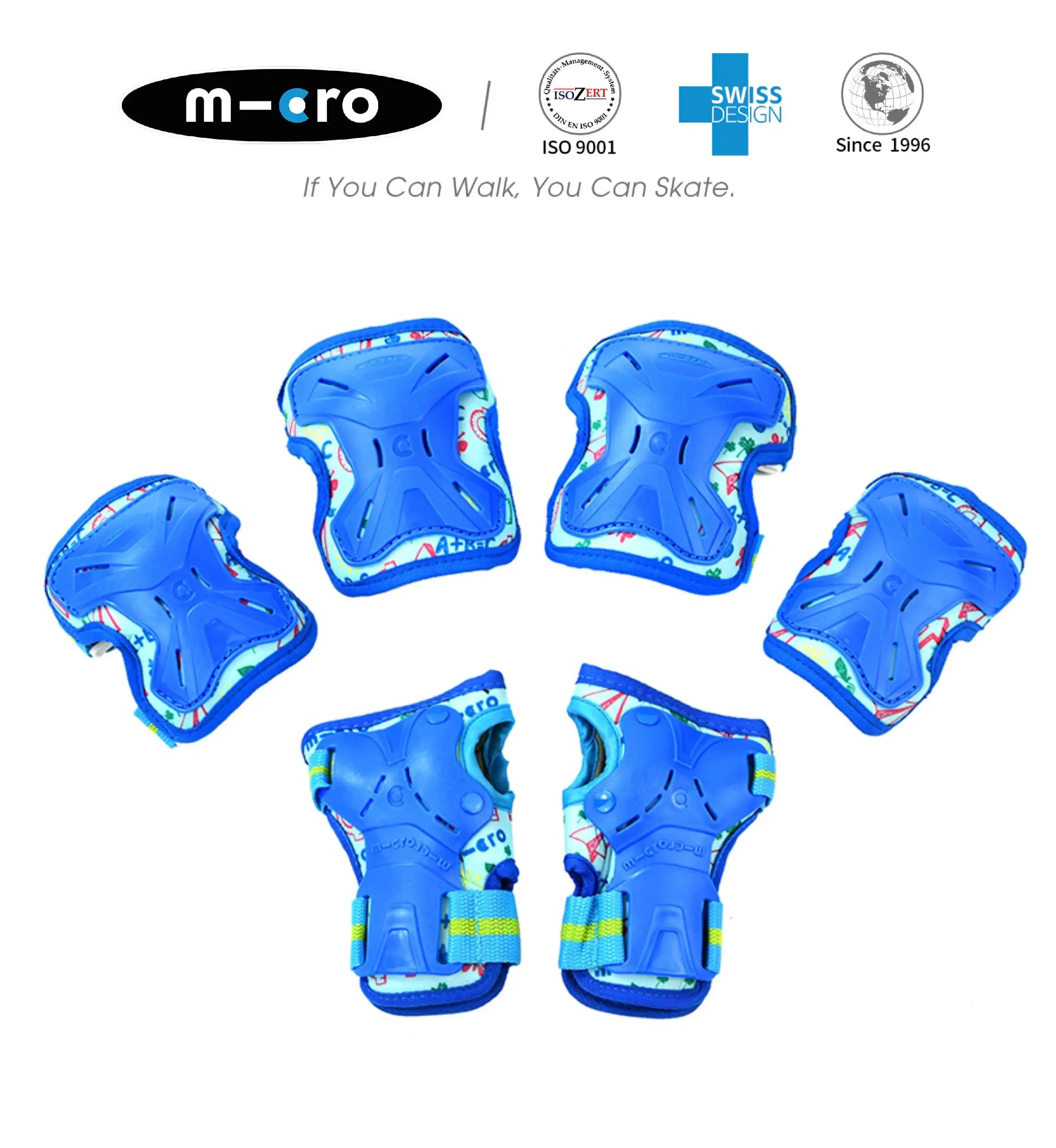 

MICRO SKATE M-cro IMPACT PROTECTIONS,6PCS KIDS Luminous Protective Gear for Training Roller Skating,Knee + Elbow + Head