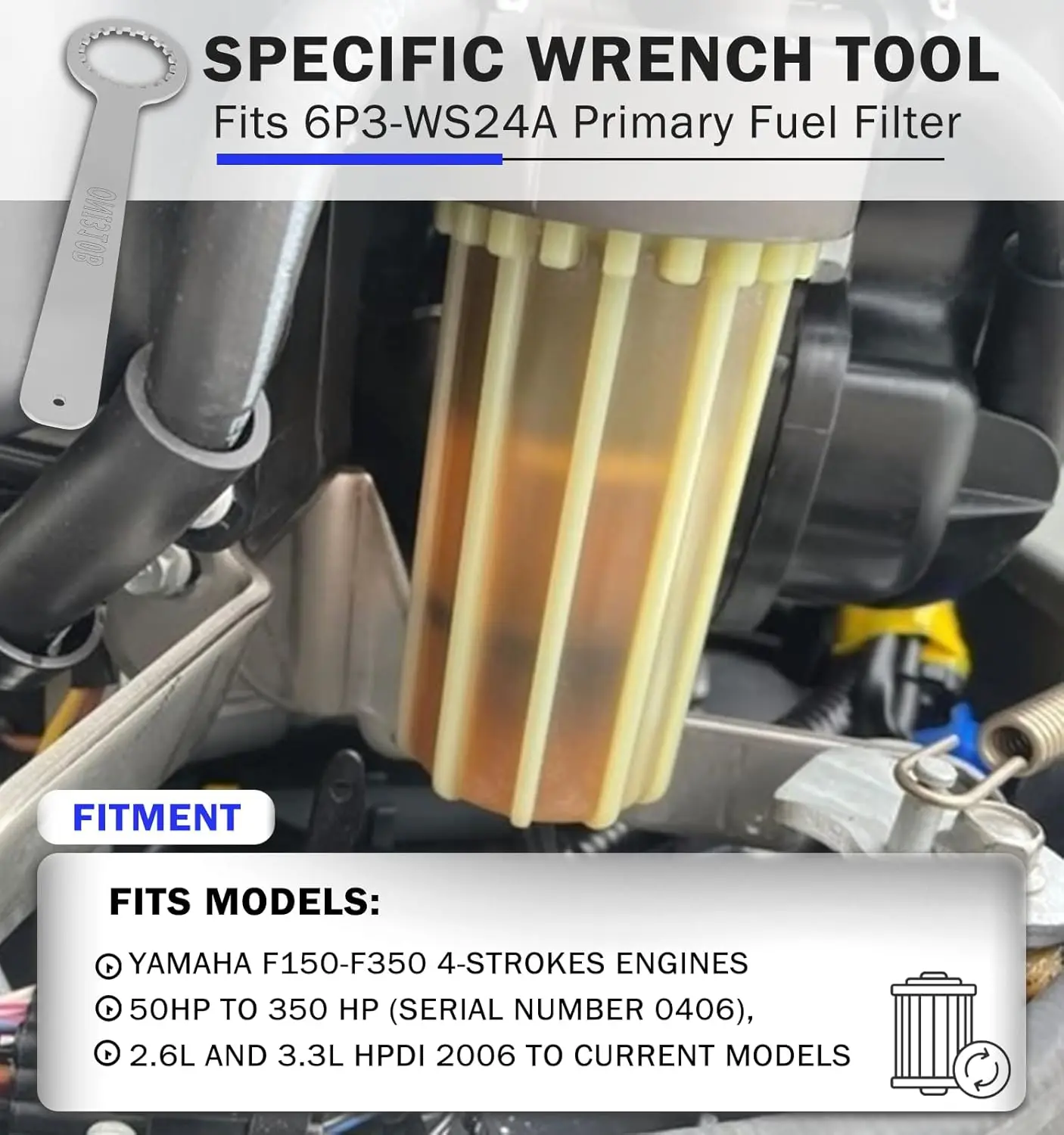 Гаечный ключ TM для топливного фильтра Yamaha 4-stroke 150HP-350 HP F150 to F350 модели 2.6L &amp 3.3L HPDI