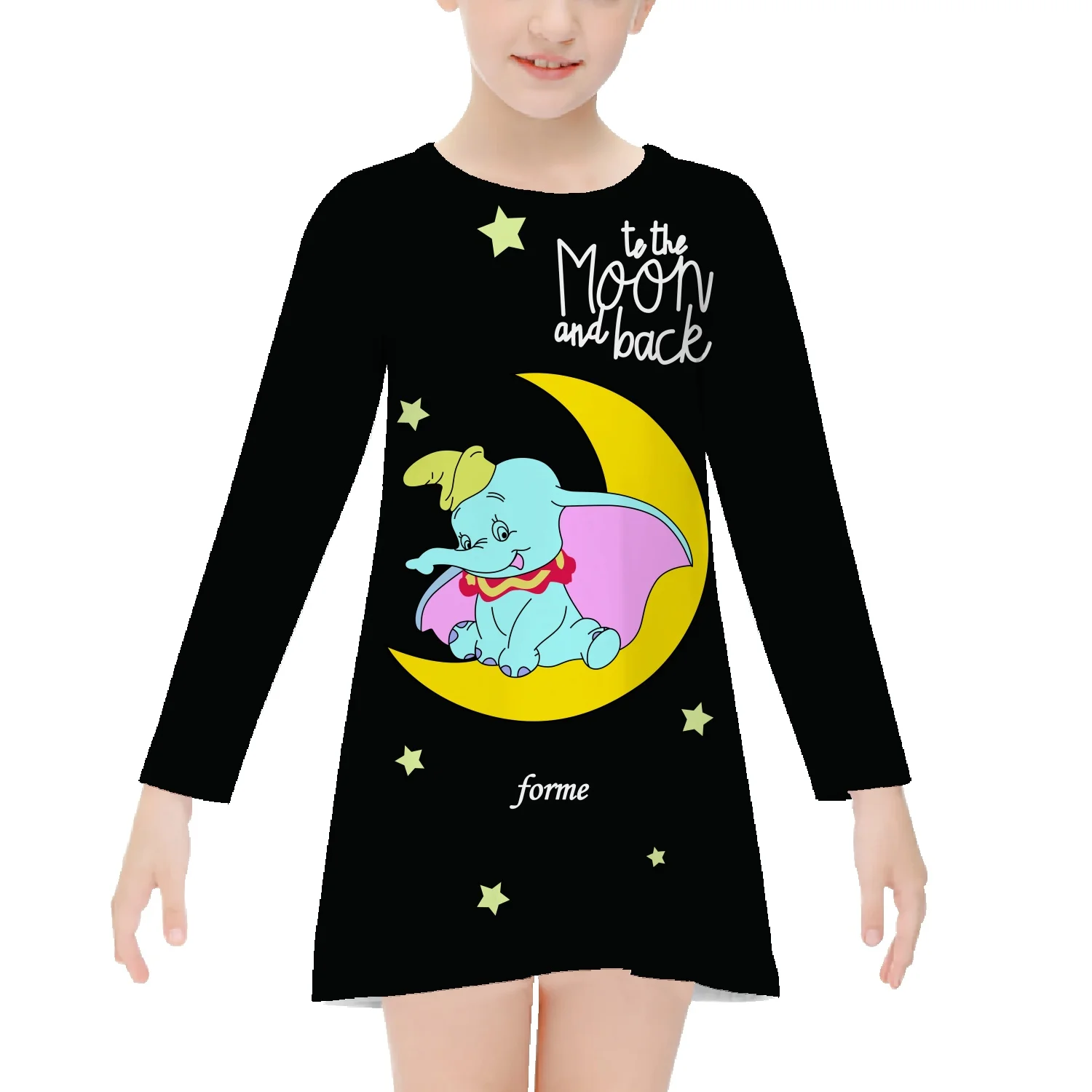 

Dumbo children's clothing girls dress spring children's knee-length skirt cotton breathable knee-length skirt nightdress