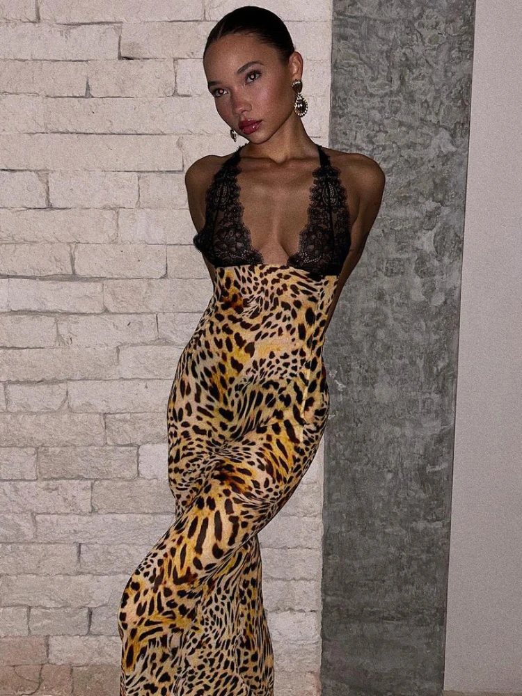 

Платье-макси с леопардовым принтом, летнее сексуальное Сетчатое прозрачное пляжное платье с открытой спиной для женщин, модные вечерние костюмы для отпуска, 2023