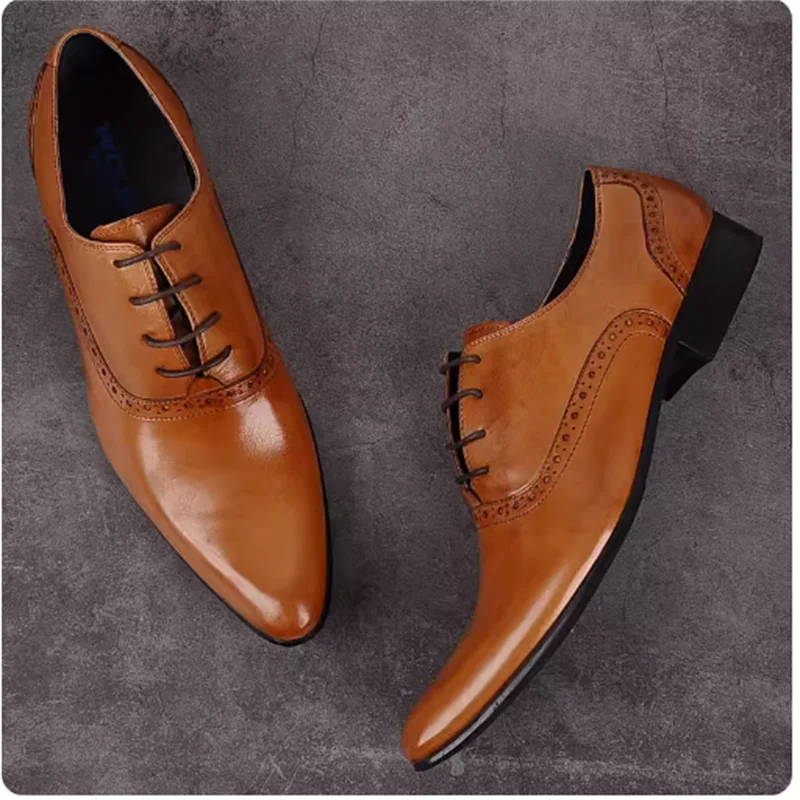Кожаные мужские модные туфли дерби искусственная кожа дышащие свадебные большие