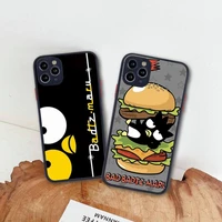 cute cartoon crow badtz maru phone case for iphone 13 12 11 pro max mini xs 8 7 plus x se 2020 xr matte transparent cover