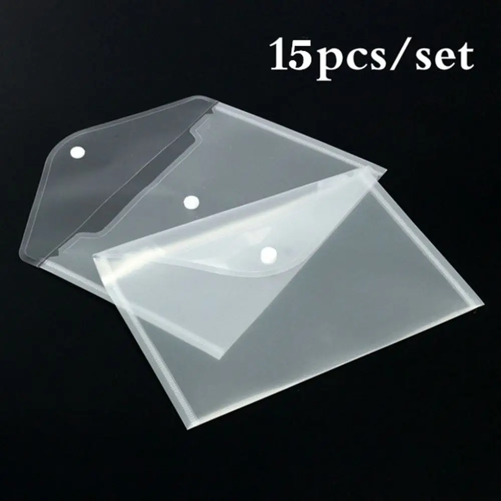 

15pcs/set Transparent Plastic A5/A4 Folders File Bag Document Hold Bags Folders Filing Paper Storage Office School Supplies