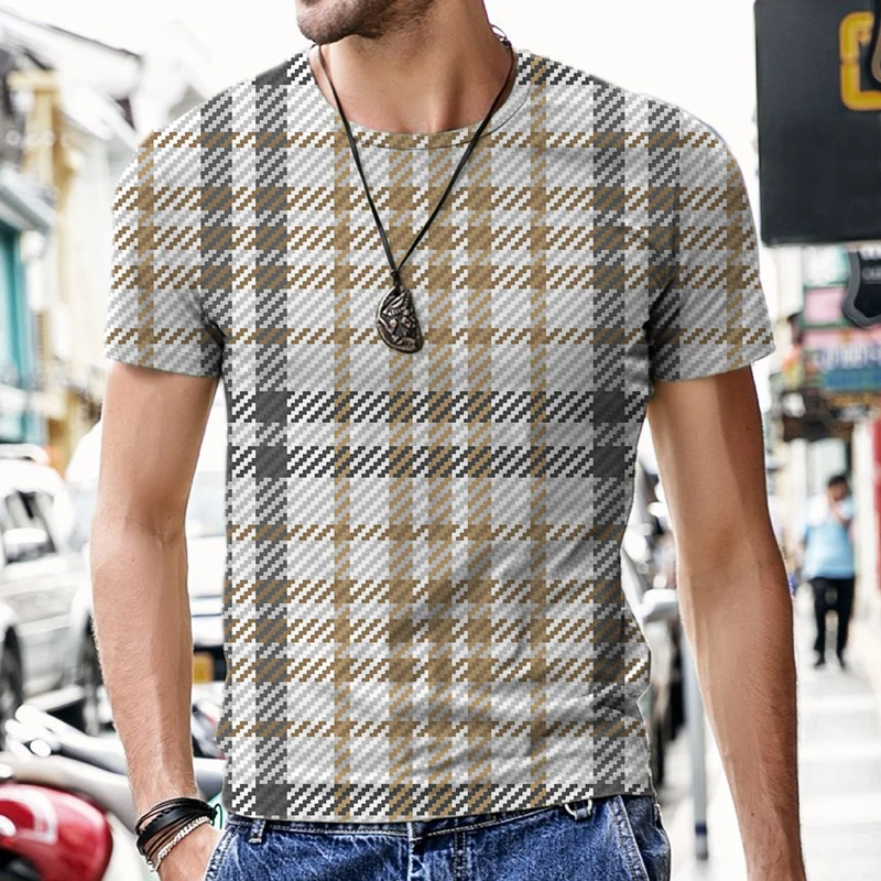 

Plaid Stripe Series Novelties 2022 Trend Man / Woman Tee Shirt Men Harajuku Short Sleeve T-shirts Hip Hop Men's T-shirt Clothing