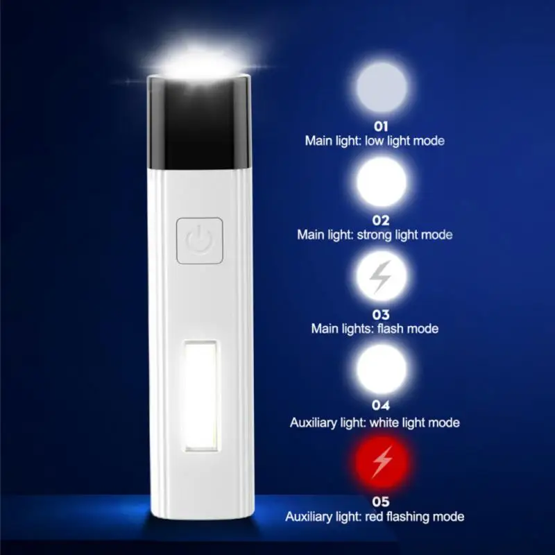 

3500 Mah Tactical Torch Ipx4 Waterproof Type-c Charging Warning Light Light Weight Large-capacity Camping Equipment Abs