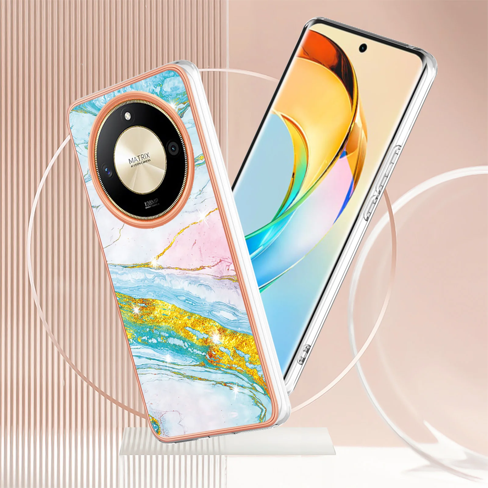 Чехол для Huawei Honor X9b X 9b с покрытием Galaxy мраморный мягкий силиконовый защитный