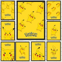 yellow pikachu decorative painting two dimensional fantasy animation canvas posters pokemon hd prints home decor murals kid gift
