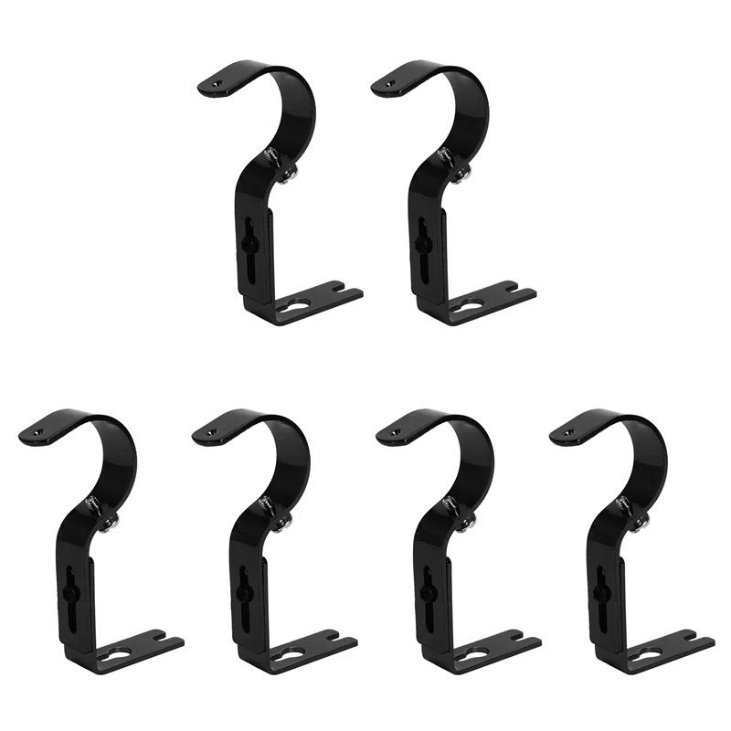 

6 Pieces Curtain Rod Brackets General Adjustable Curtain Brackets Valance Support Holders Curtain Rod Holder Wall Hooks