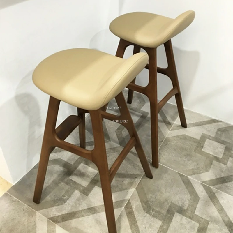 

Nordic Solid Wood Bar Chairs Luxury Rotating Modern Simple Creative High Stool Backrest Taburetes De Cocinas Balcony Furniture