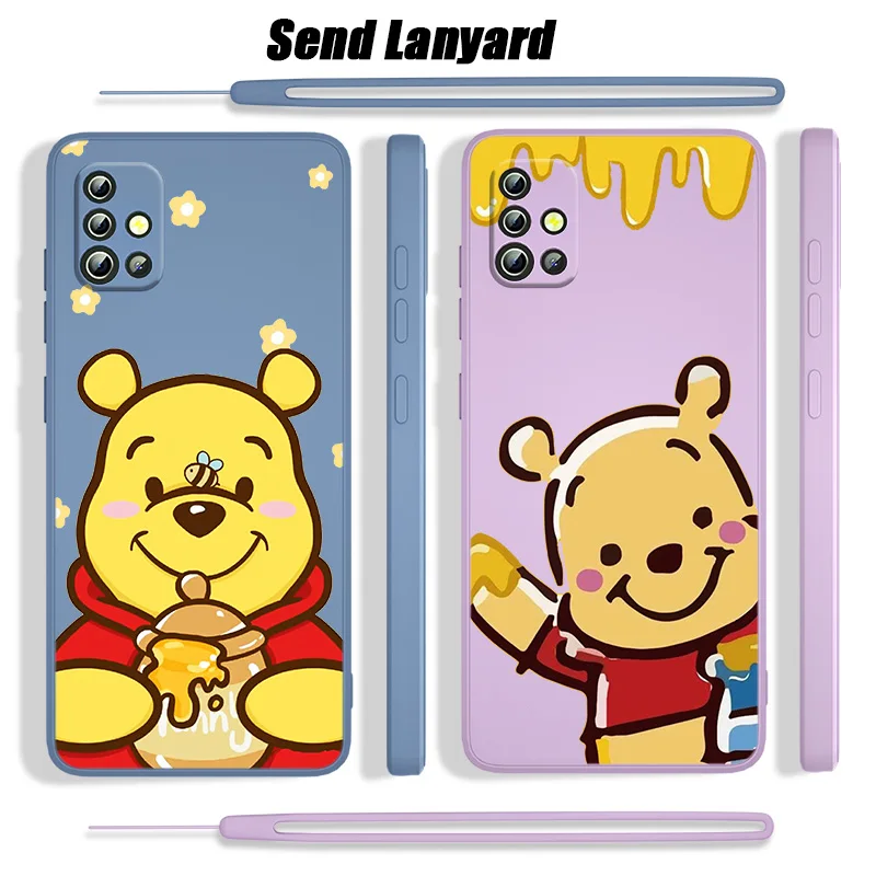 

Cute Pooh Disney For Samsung Galaxy A73 A72 A71 A53 A52 A51 A42 A33 A32 A31 A22 A21 A11 Liquid Rope Phone Case Capa