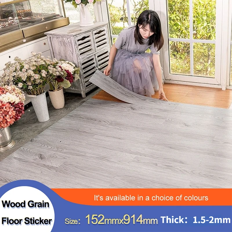 

PVC Self-adhesive Waterproof Wall Stickers 3D Wood Grain Floor Tiles Stickers Children's Bedroom Kitchen Home Floor Decorations