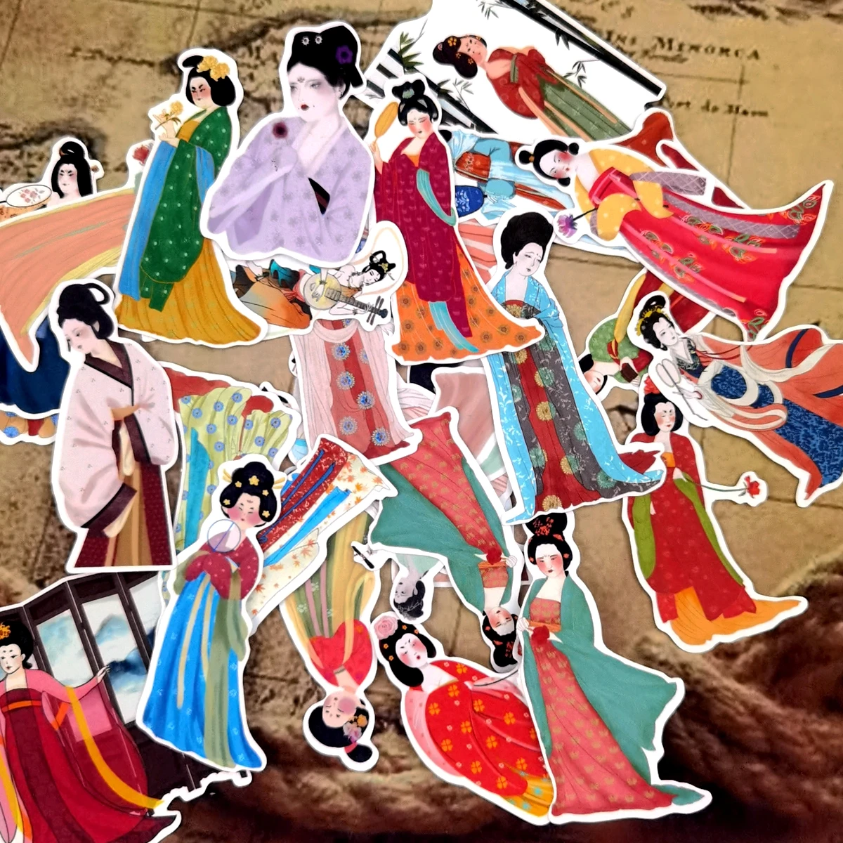 

28 шт. китайские стикеры в стиле древней династии Тан красивые женщины канцелярские наклейки эстетичный блокнот Скрапбукинг журнал