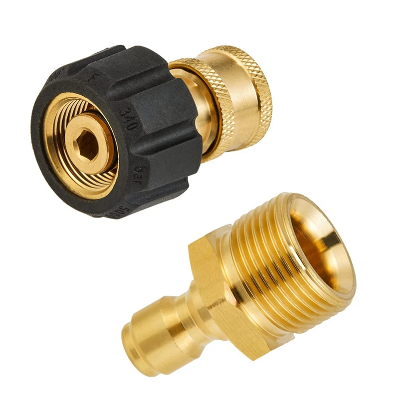 

2X High Pressure Washer Adapter Set Quick Connect Kits For Snow Foam Lance M22 To 1/4Inch Quick Connect, 5000 PSI
