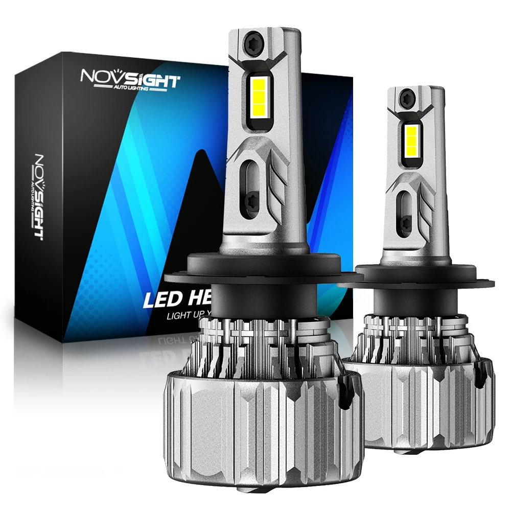 NOVSIGHT Led H7 автомобильные фары H11 H8 H9 H4 9005 HB3 9006 HB4 H3 H13 9012 9007 лампы 70 Вт/80 Вт 15000LM 12 В мини размер авто фары