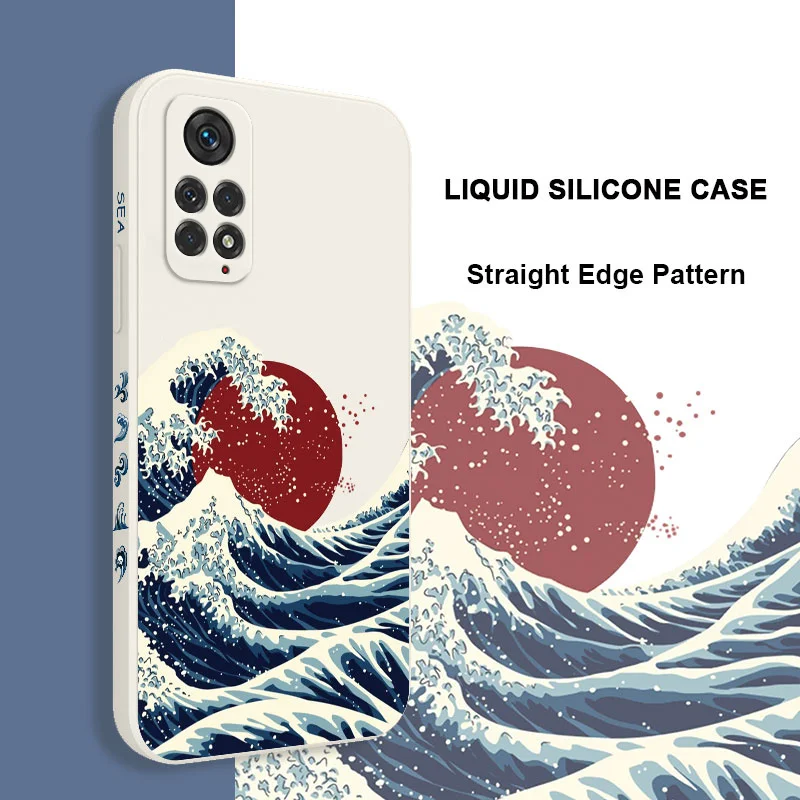 Red Sun Sea Waves Phone Case For Xiaomi Redmi Note 12 12S 11 11S 11T 10 10A 10T 10S 9T 9 8 7 Pro Plus 10C 9A 9C 9T 4G 5G Cover