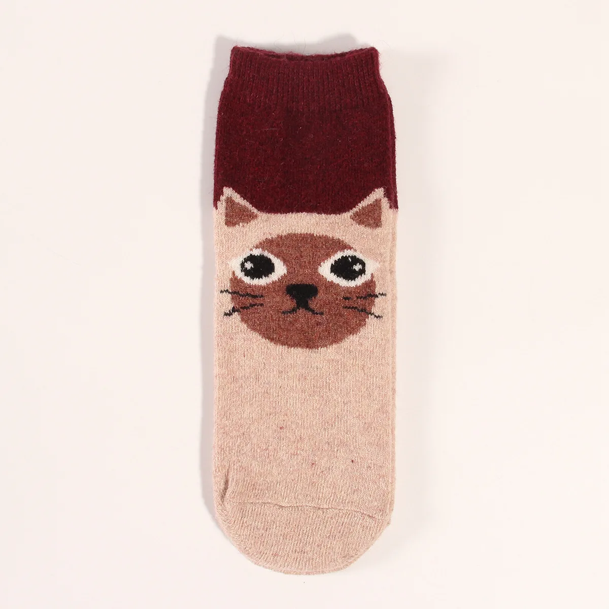 Winter Women Wool Socks Thick Warm Soft Cartoon Animal Dog Jacquard Socks Grey Beige Brown Red Black Color Casual Socks 12 Pairs