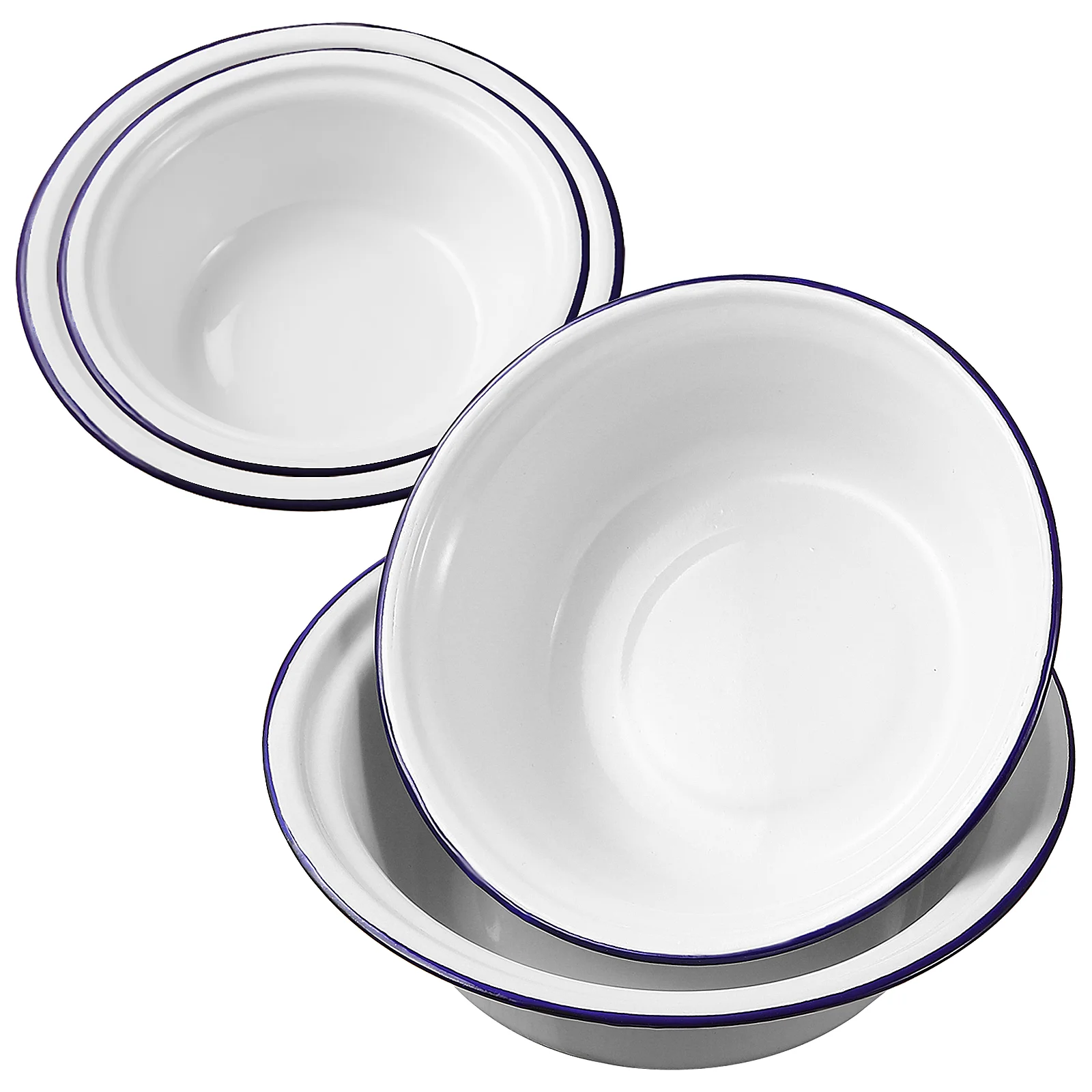 

4 Pcs Enamel Bowl Small Serving Bowls Appetizer Round Cold Rolled Sheet Vintage Salad