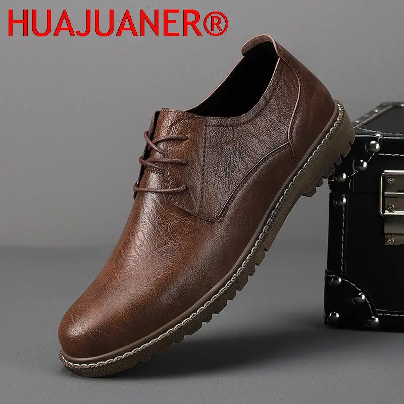 

New Fashion Shoes Spring Autumn Lace up Leather Shoes Brand Comfy Office Style Leisure Walk Oxfords Men Casual Shoes Mens Shoes