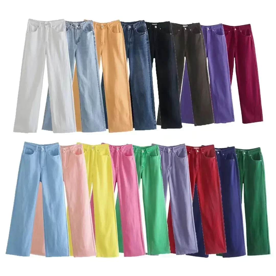 Женские прямые джинсы с высокой талией модные шикарные винтажные брюки из денима