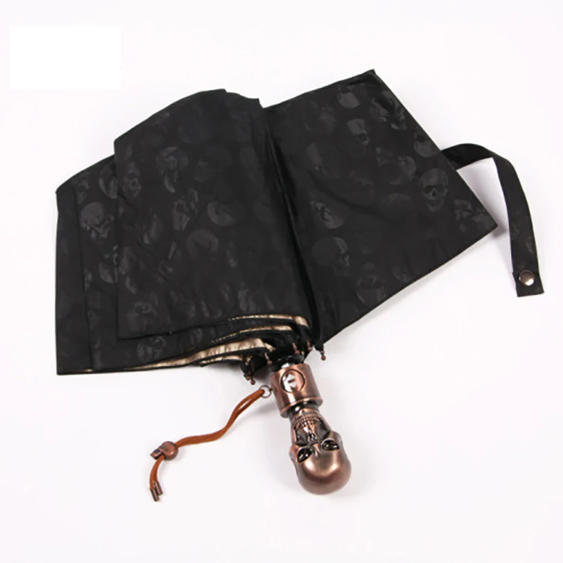 

Large Black Skull Umbrellas High Quality Designer DIY Umbrella Sun Rain Men Automatic Paraguas Mens Windproof Folding Sombrilla