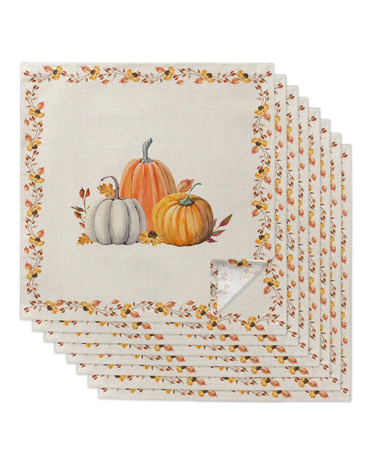 

Autumn Pumpkin Maple Leaf Cloth Napkins Set Festive Banquet Wedding Decor Tea Towel Kitchen Dinner Table Napkins