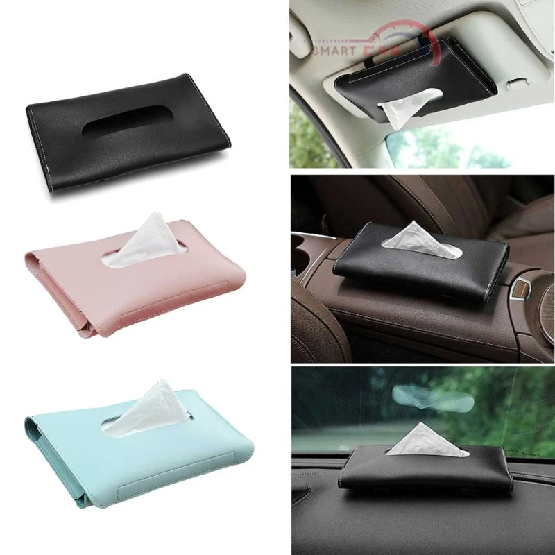 

1 Pc Car Tissue Box Towel Sets Car Sun Visor PU Leather Tissue Box Holder Auto Interior Storage Decoration Car Interior Accessor