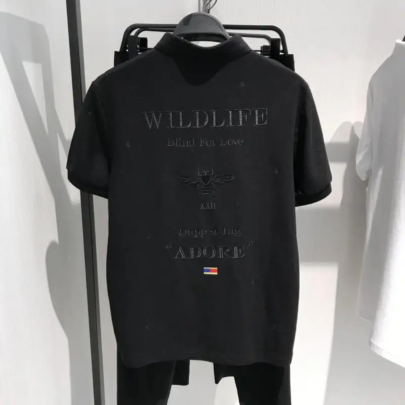 

Men's Polo Shirt 2022 Summer Hong Kong Fashion Brand Men's Cotton Breathable High-end Bee Embroidery Lapel Short-sleeved T-shirt