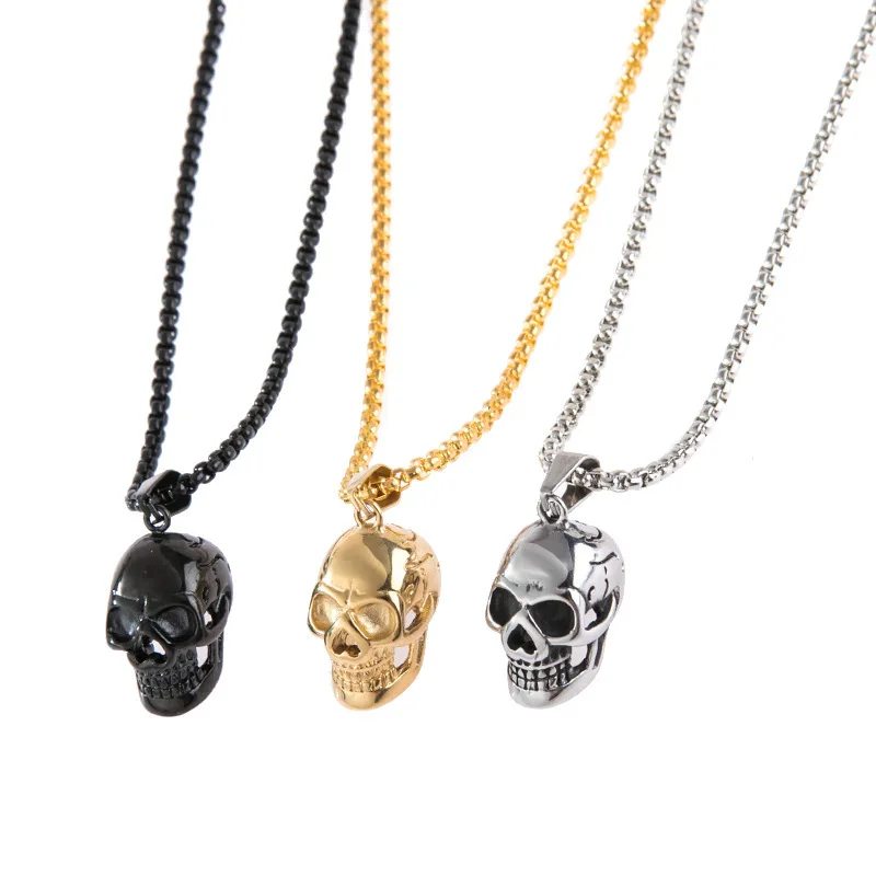 

Ожерелье из нержавеющей стали с черепом в стиле панк, массивное ожерелье со скелетом, модные ювелирные украшения