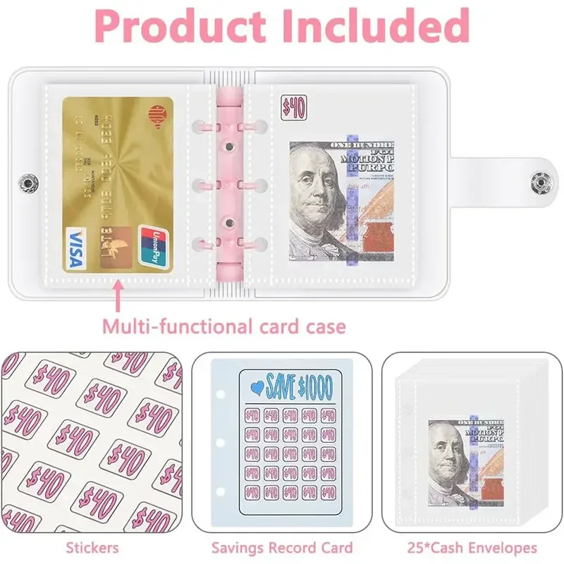 Creatieve $1000 Savings Challenge Binder Envelope Бюджетная папка для ноутбука с денежными конвертами